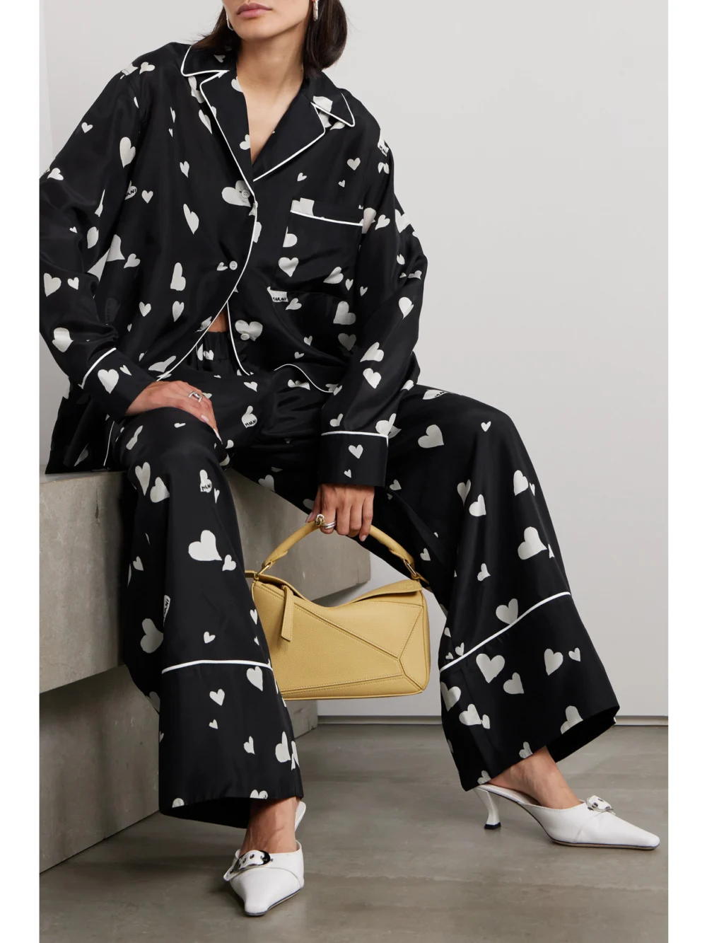 Marni Printed Silk-habotai Pajama Shirt, worn by a model