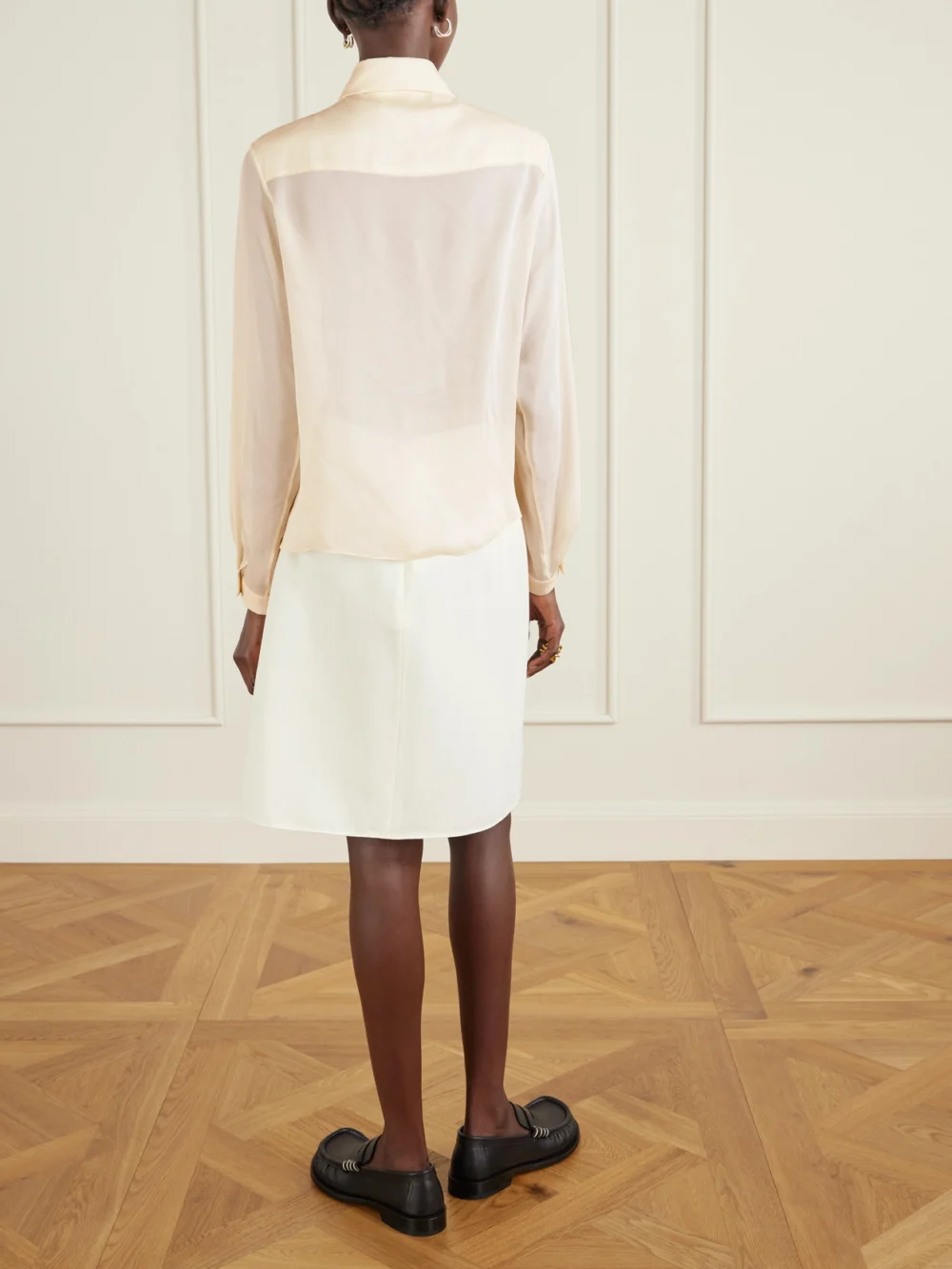 Back view of the Marni Ruffled Crepe-trimmed Silk Shirt