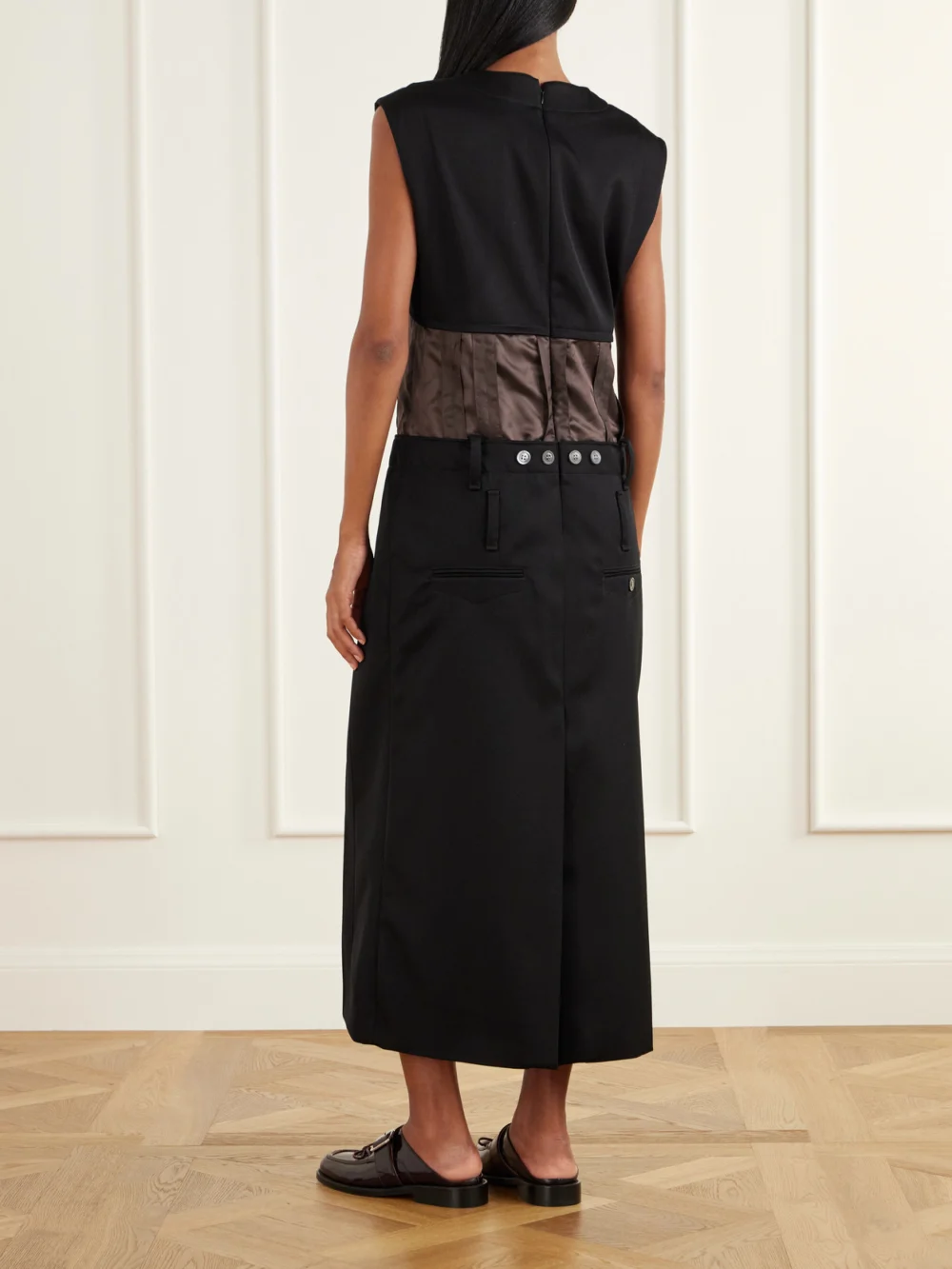 Back view of the Marni Satin-trimmed Wool-twill Midi Dress