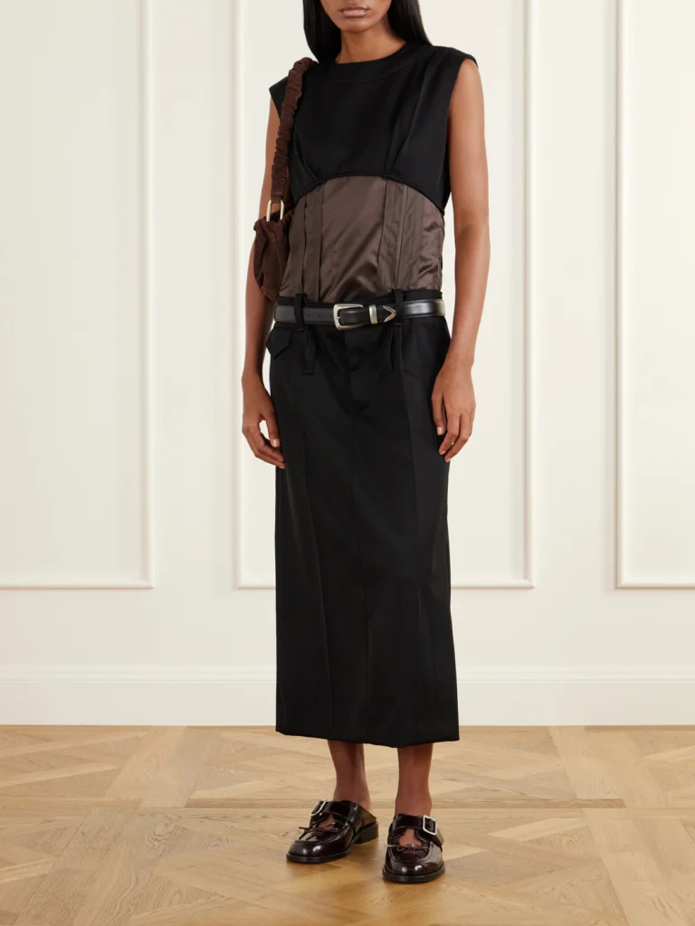 Marni Satin-trimmed Wool-twill Midi Dress
