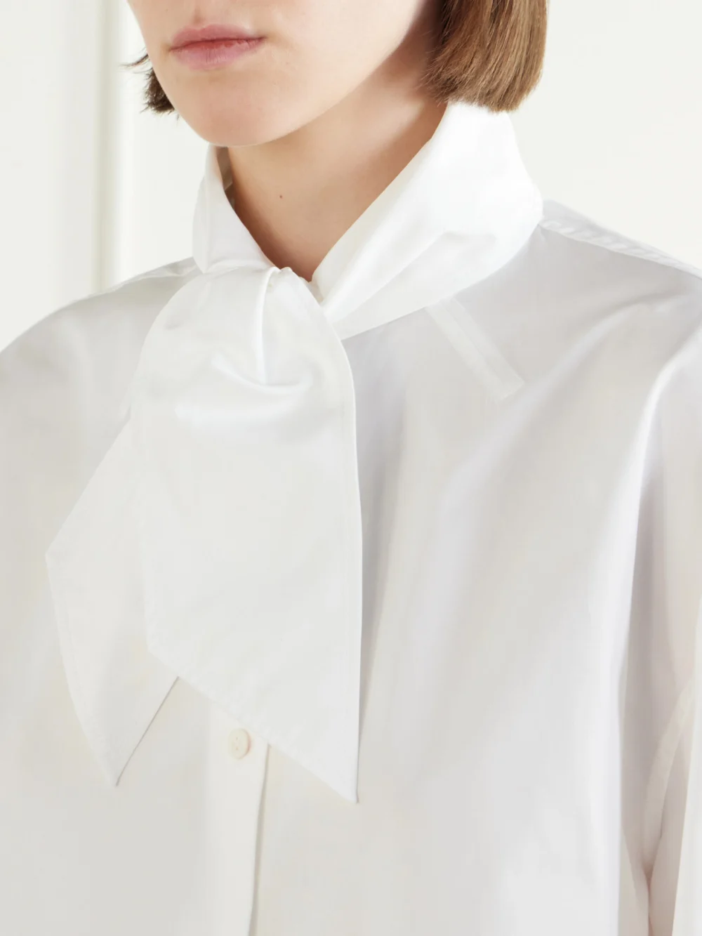 Close-up detail of the Marni Scarf-detailed Cotton-poplin Shirt