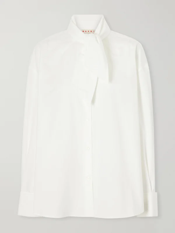Marni Scarf-detailed Cotton-poplin Shirt