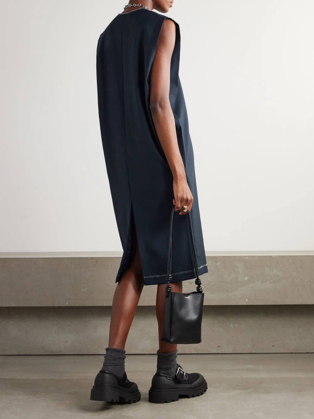 Back view of the Marni Sleeveless Wool Midi Dress