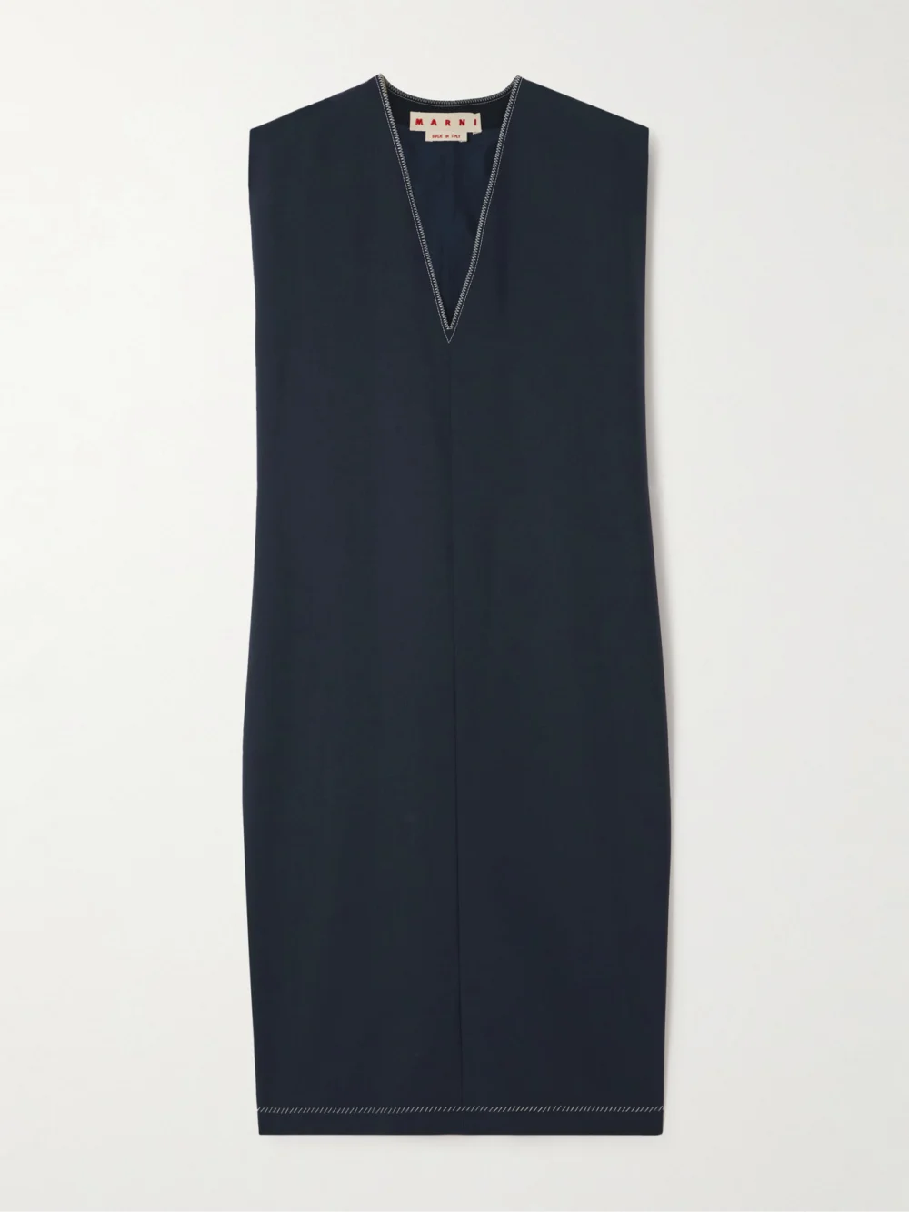 Marni Sleeveless Wool Midi Dress in navy