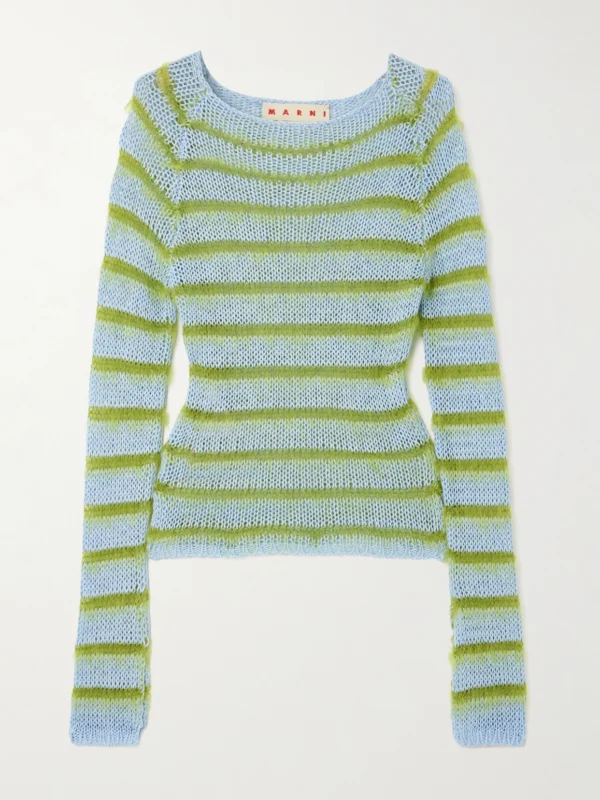 Marni Striped Cotton and Brushed Mohair-blend Sweater