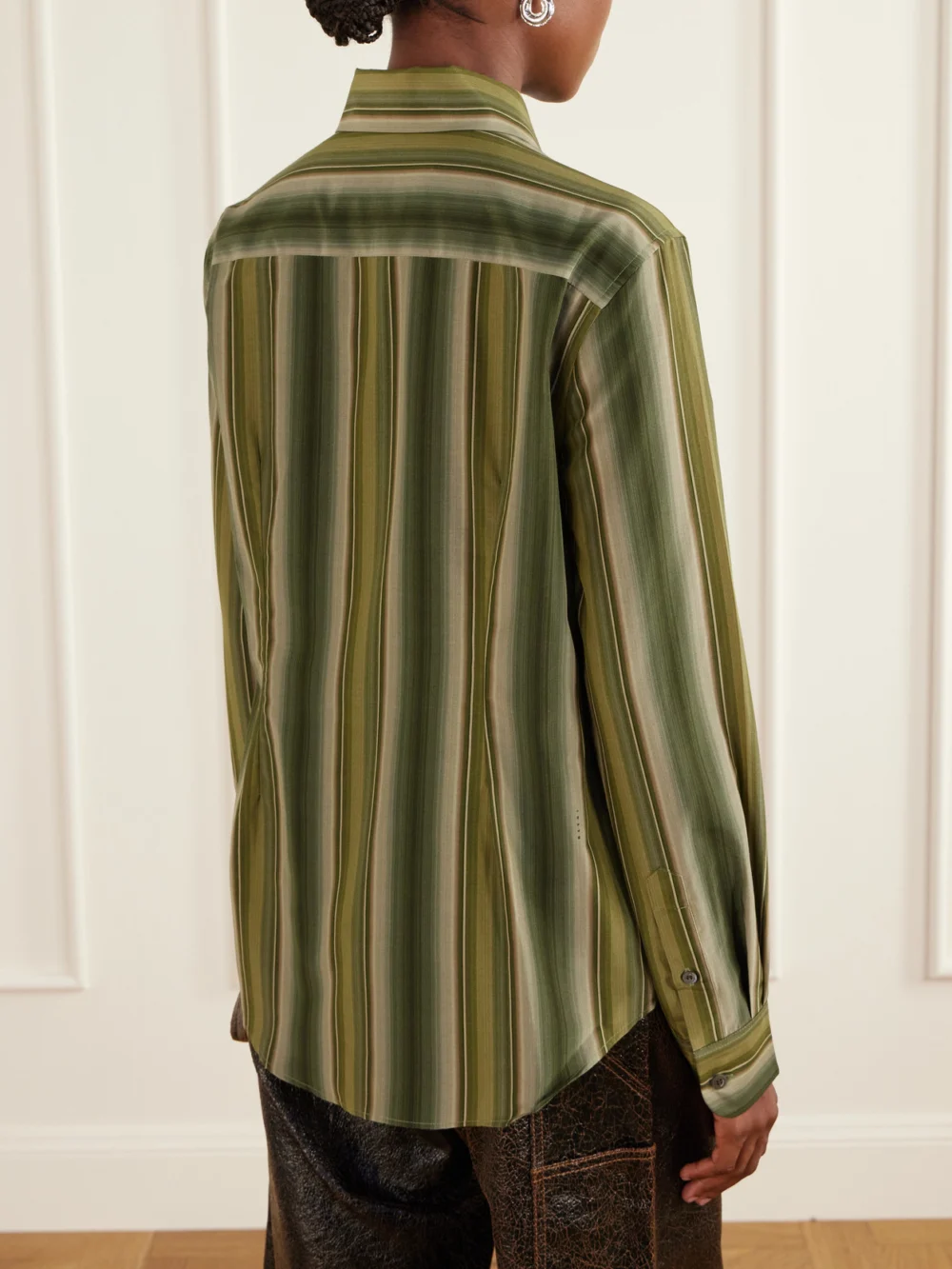 Back view of the Marni Striped Cotton and Silk-blend Shirt
