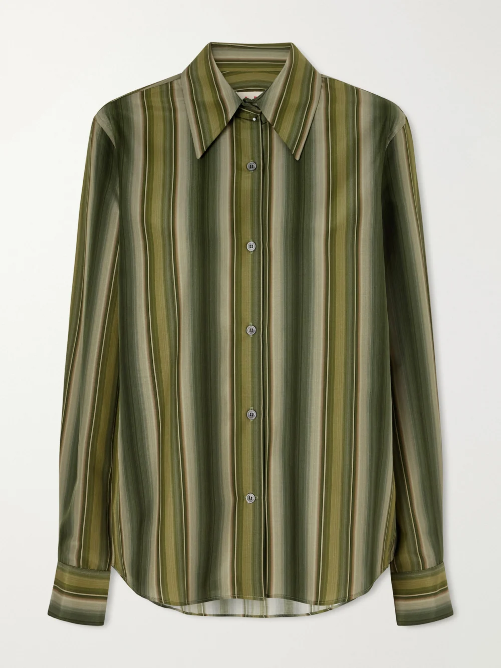 Marni Striped Cotton and Silk-blend Shirt in green