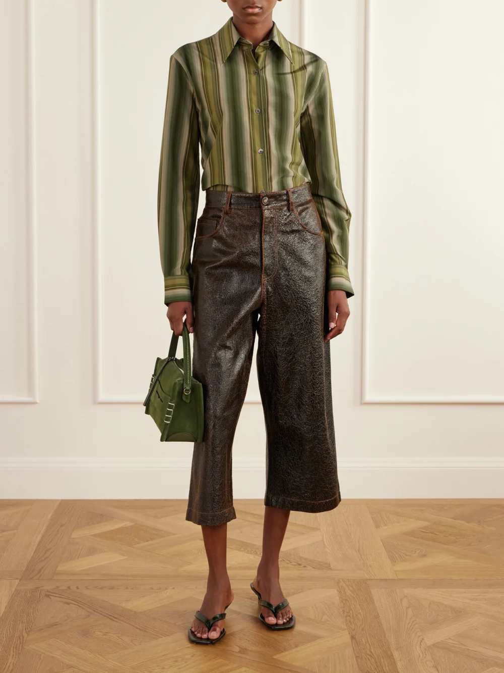 Marni Striped Cotton and Silk-blend Shirt, worn by a model