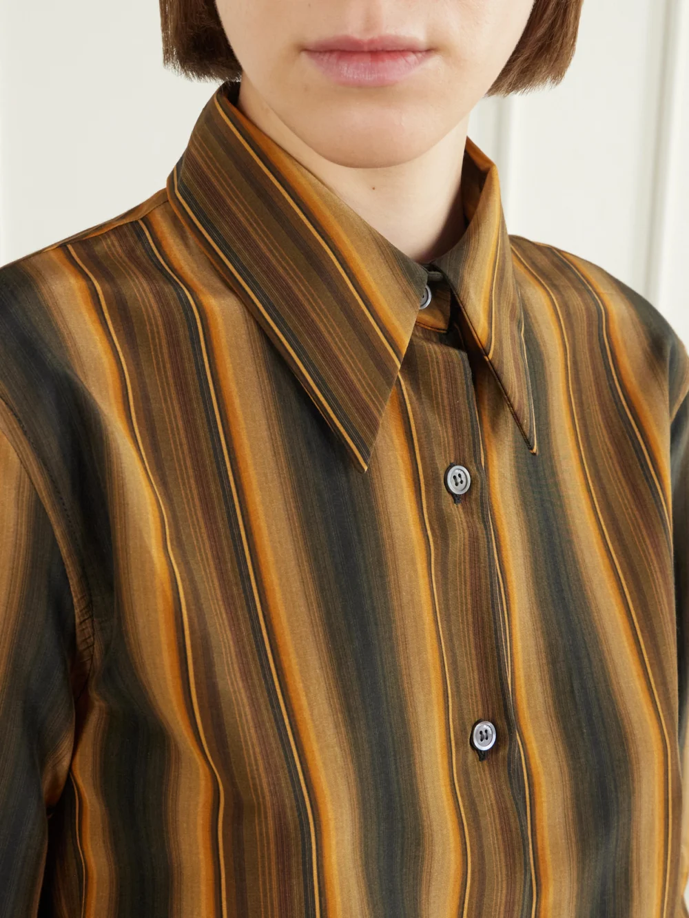 Close-up detail of the Marni Striped Cotton and Silk-blend Shirt