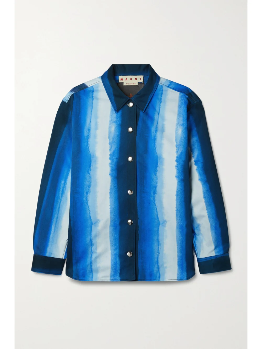 Marni Striped Cotton-twill Shirt in royal blue
