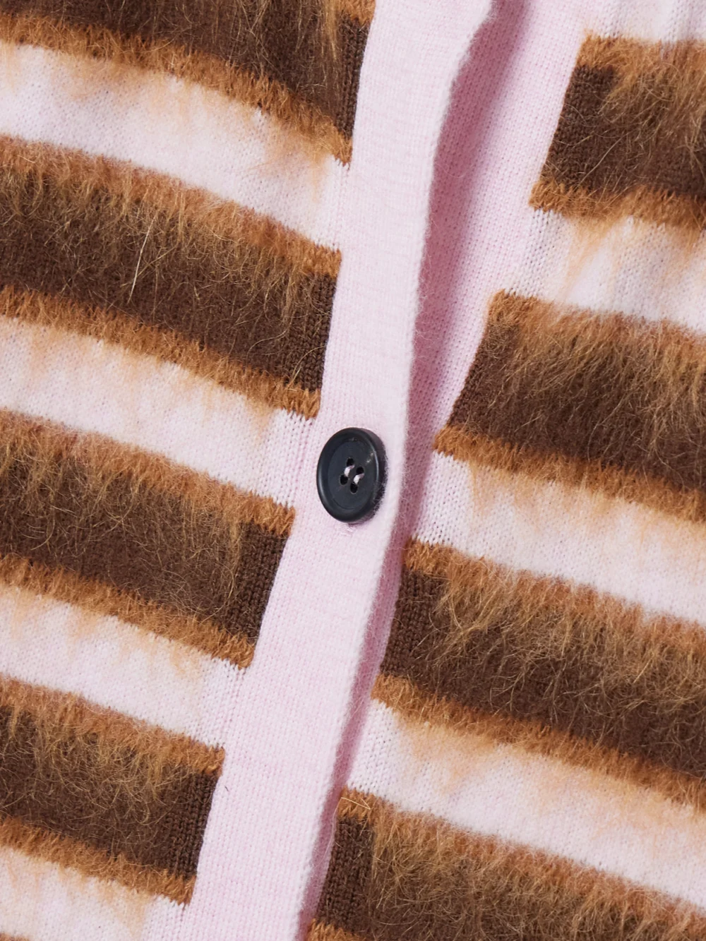 Close-up detail of the Marni Striped Mohair Blend-trimmed Wool Cardigan
