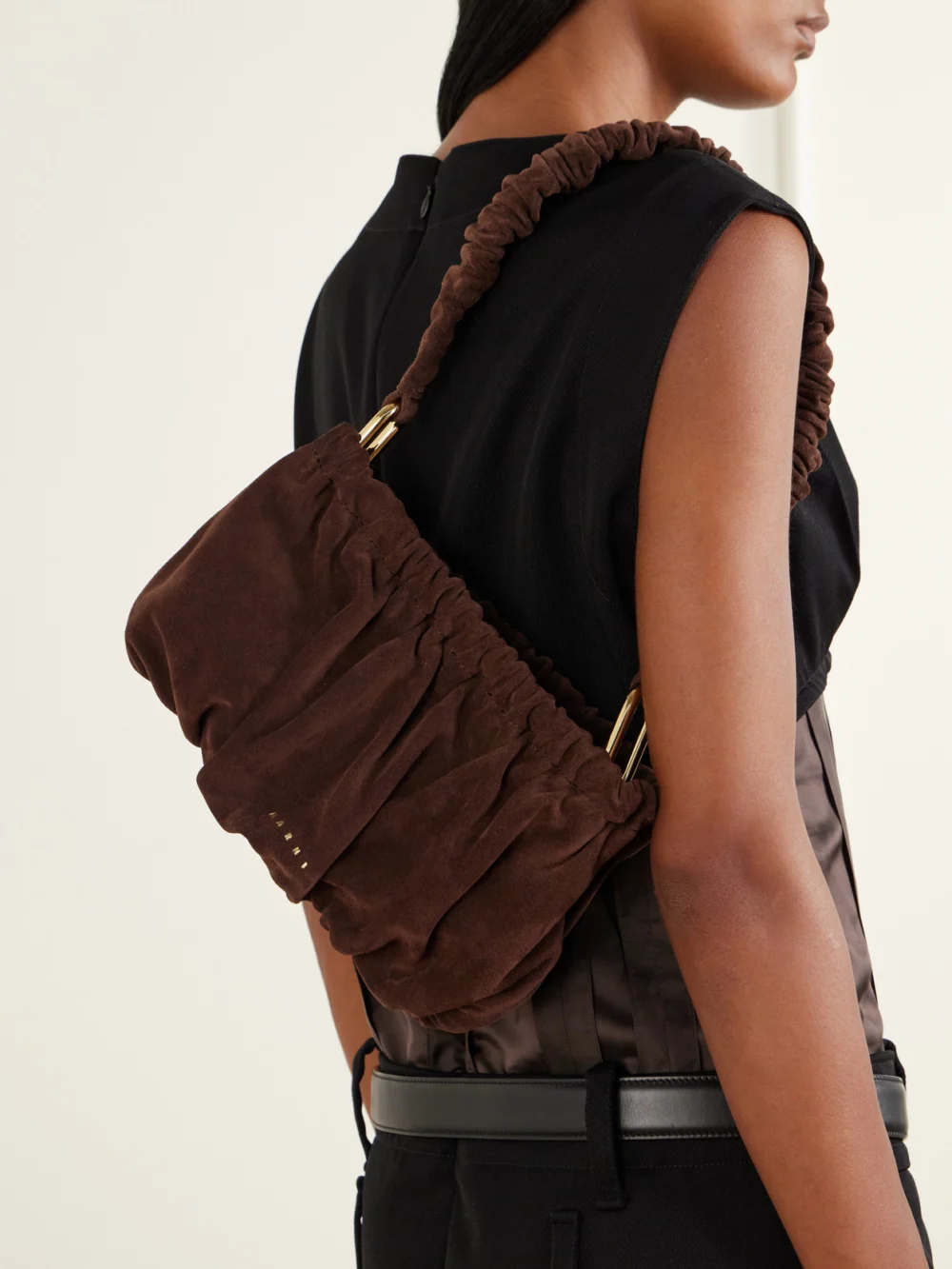 Marni Suede Shoulder Bag, styled view
