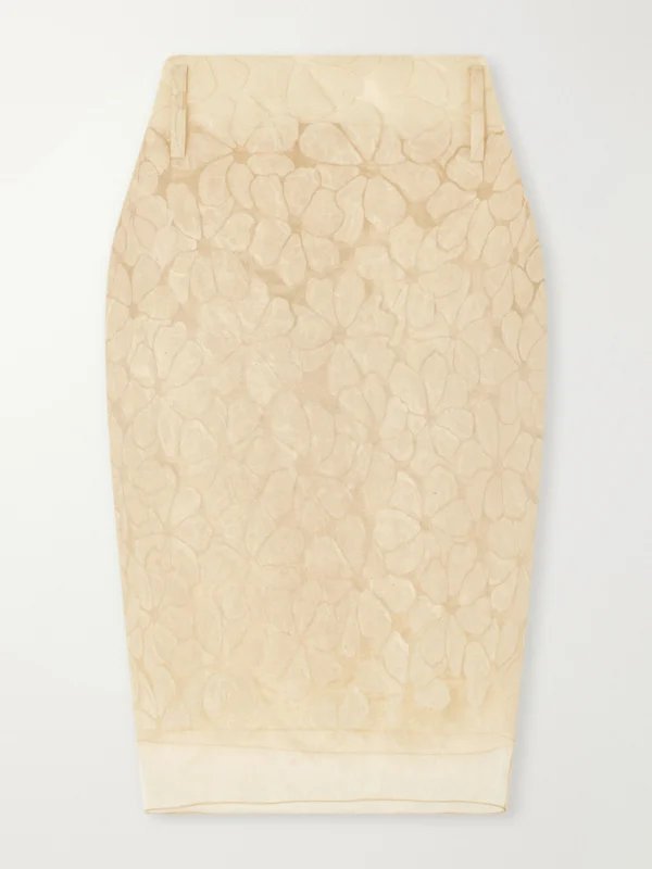 Marni Tiered Floral-appliquéd Organza Midi Skirt