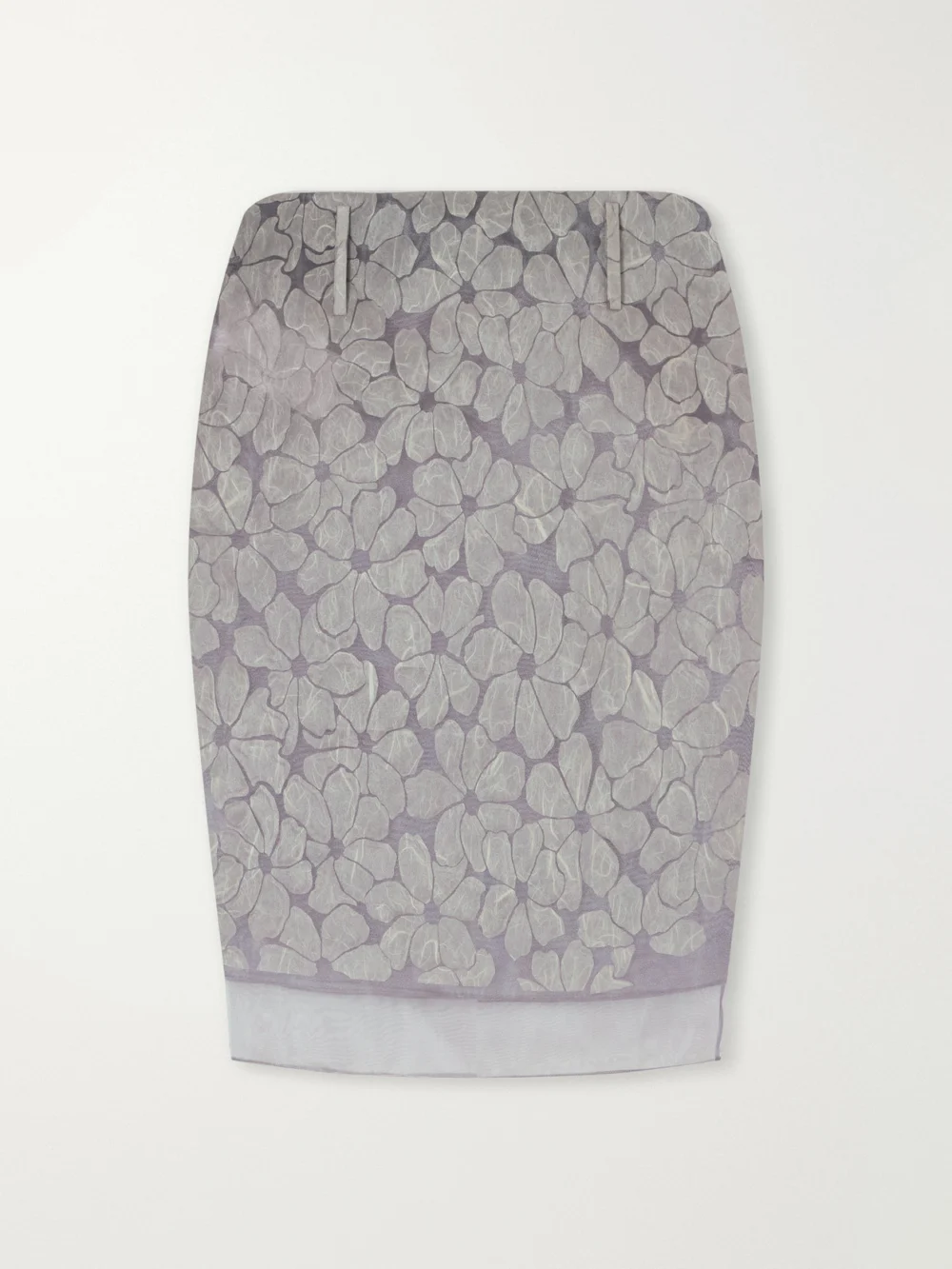 Marni Tiered Floral-appliquéd Organza Midi Skirt in gray