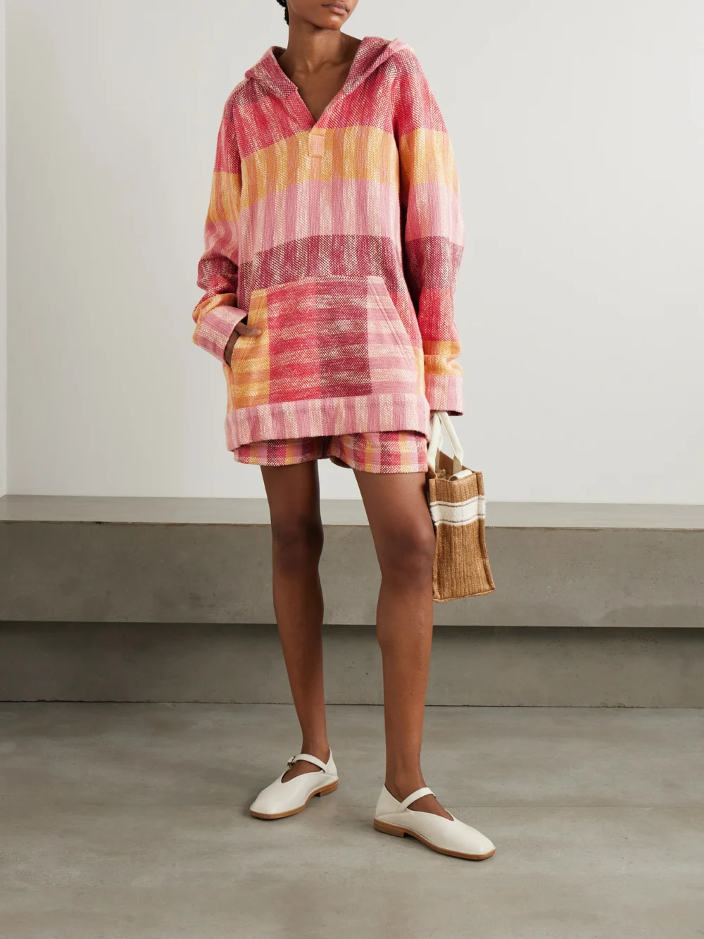 Marrakshi Life Striped Cotton Hoodie, worn by a model