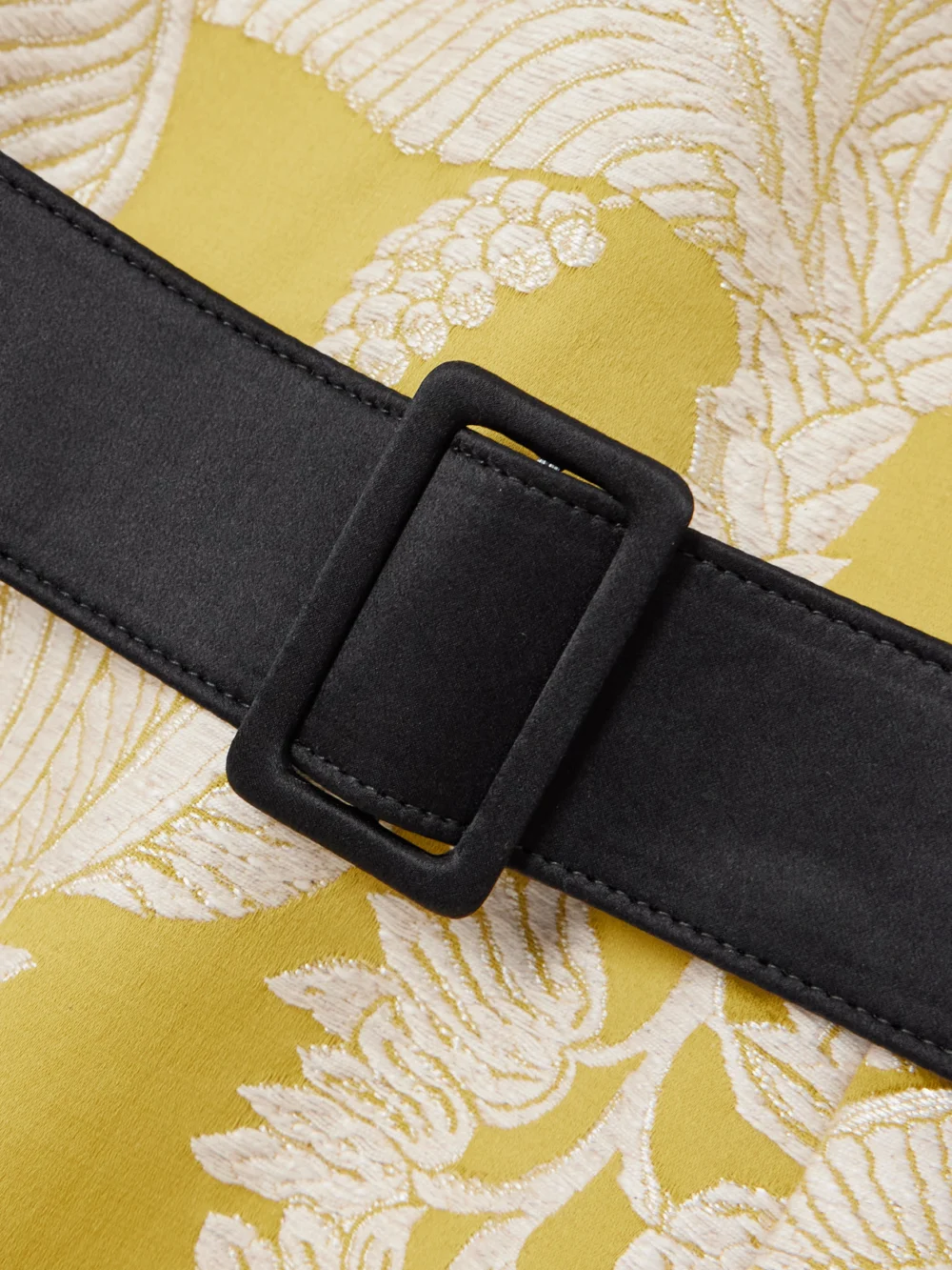 Close-up detail of the Marta Ferri Angera Belted Open-back Cotton-blend Brocade Maxi Dress