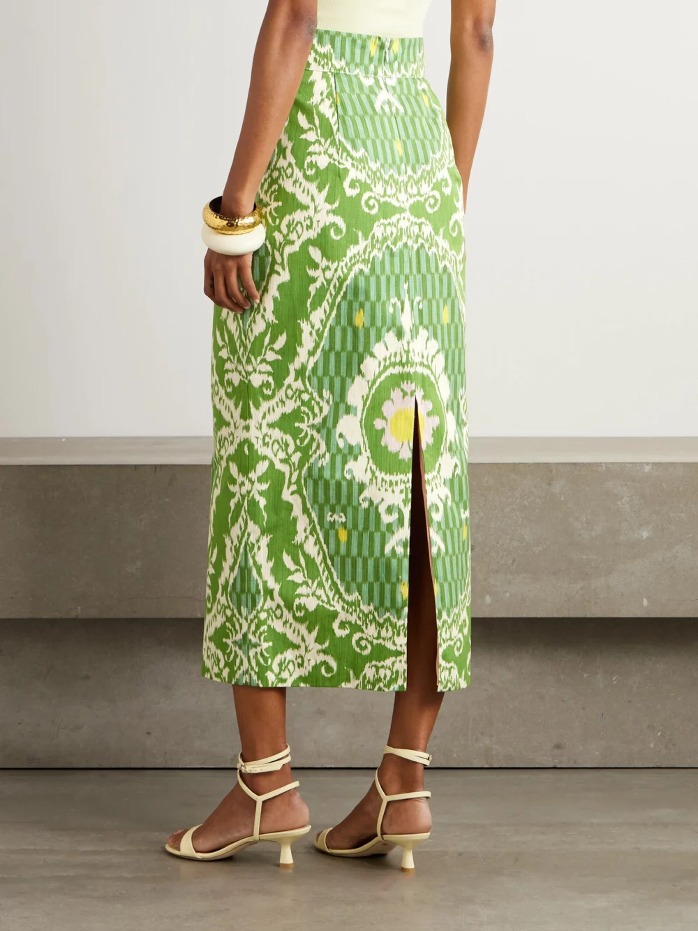 Back view of the Marta Ferri Cipriani Printed Cotton Midi Skirt