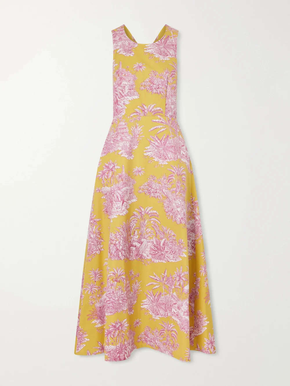 Marta Ferri Colonna Printed Cotton Maxi Dress in yellow