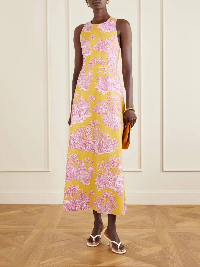 Marta Ferri Colonna Printed Cotton Maxi Dress