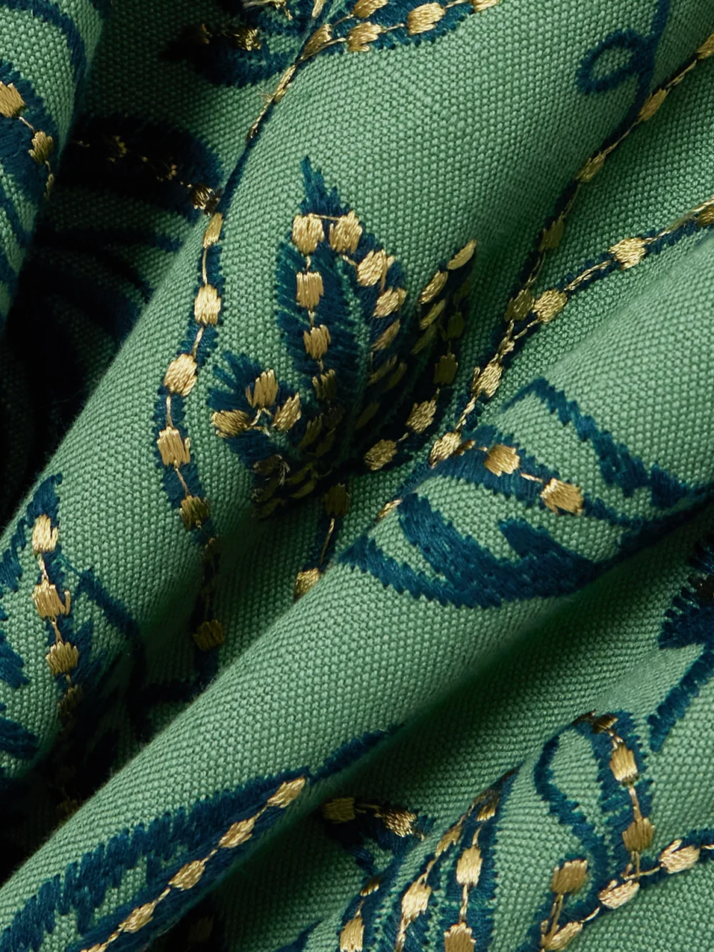 Close-up detail of the Marta Ferri Eugenio Embroidered Canvas Maxi Dress