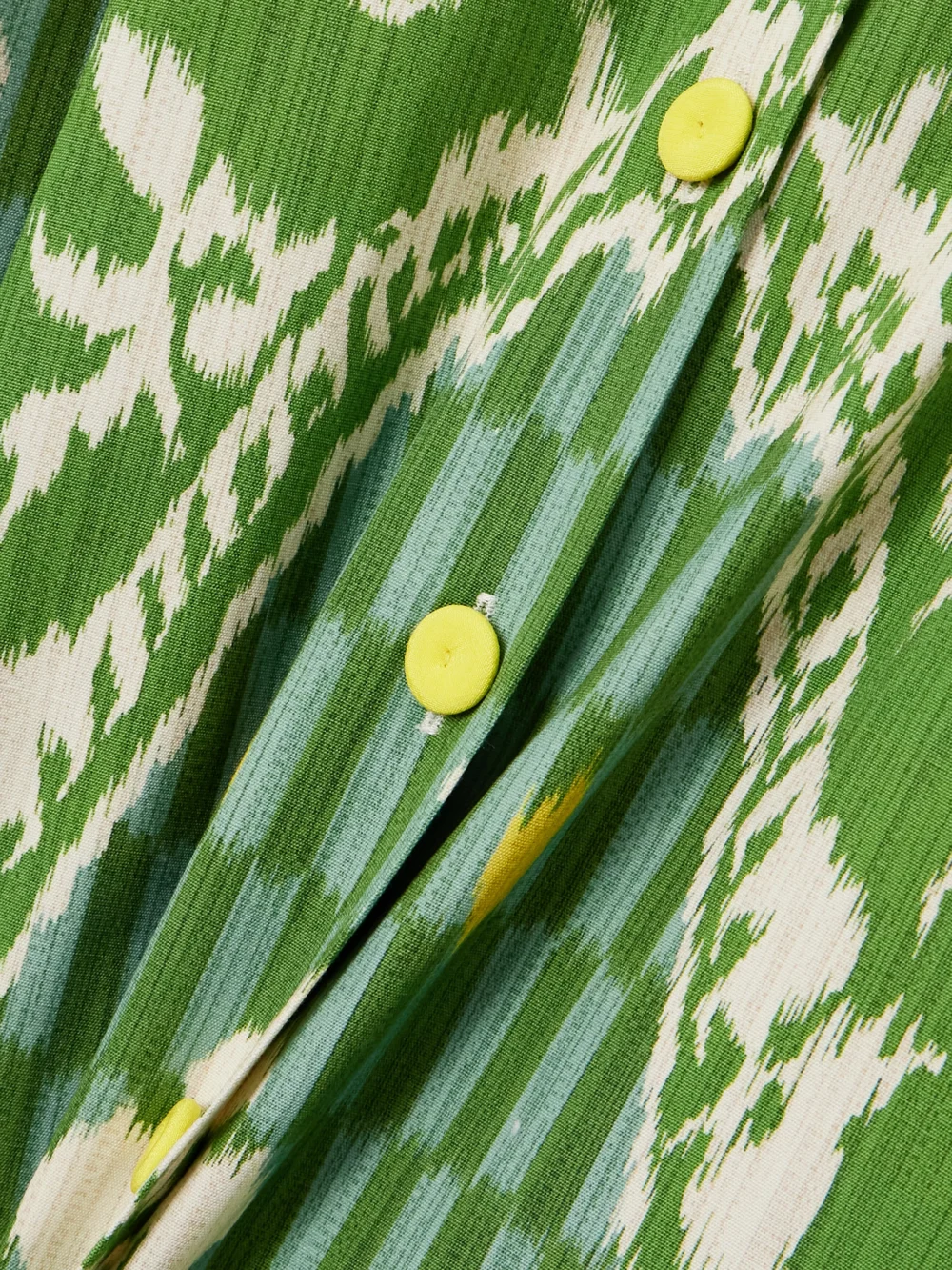 Close-up detail of the Marta Ferri Maria Printed Organic Cotton Maxi Shirt Dress