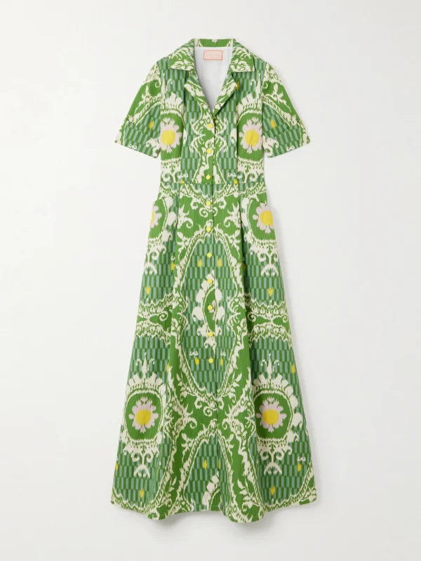 Marta Ferri Maria Printed Organic Cotton Maxi Shirt Dress
