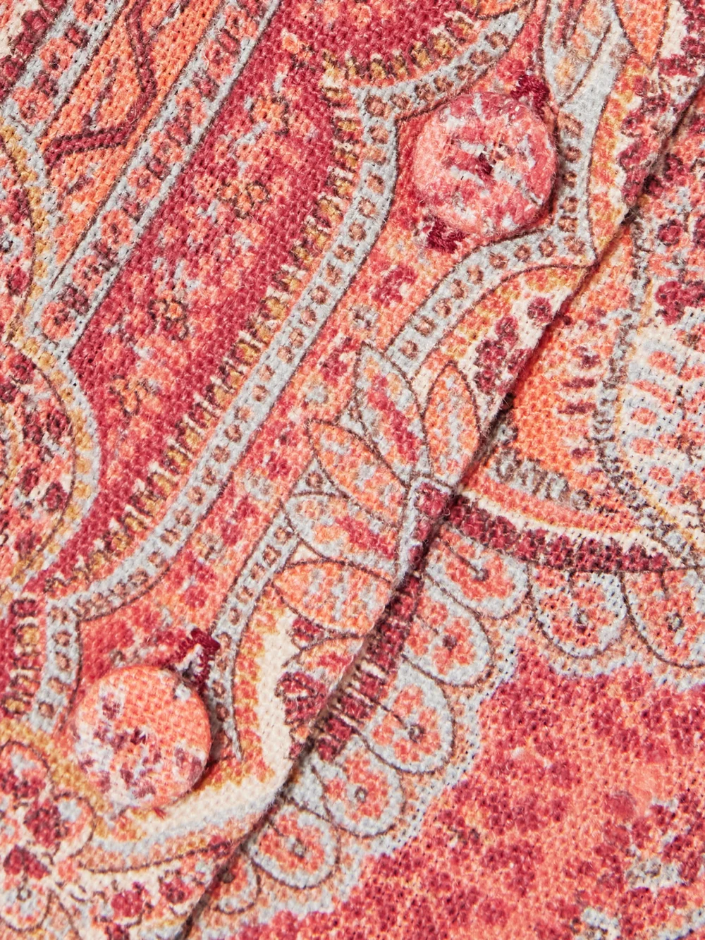Close-up detail of the Marta Ferri Pleated Printed Linen Vest