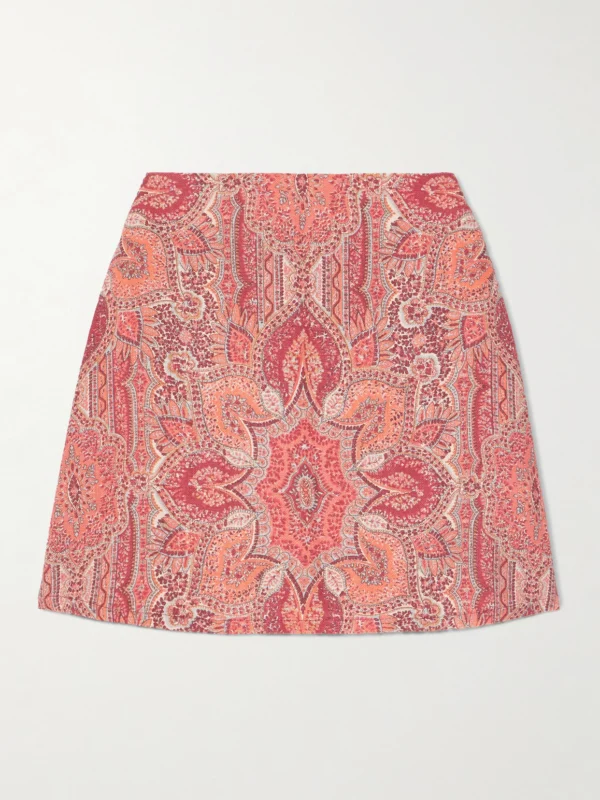 Marta Ferri Printed Linen Mini Skirt
