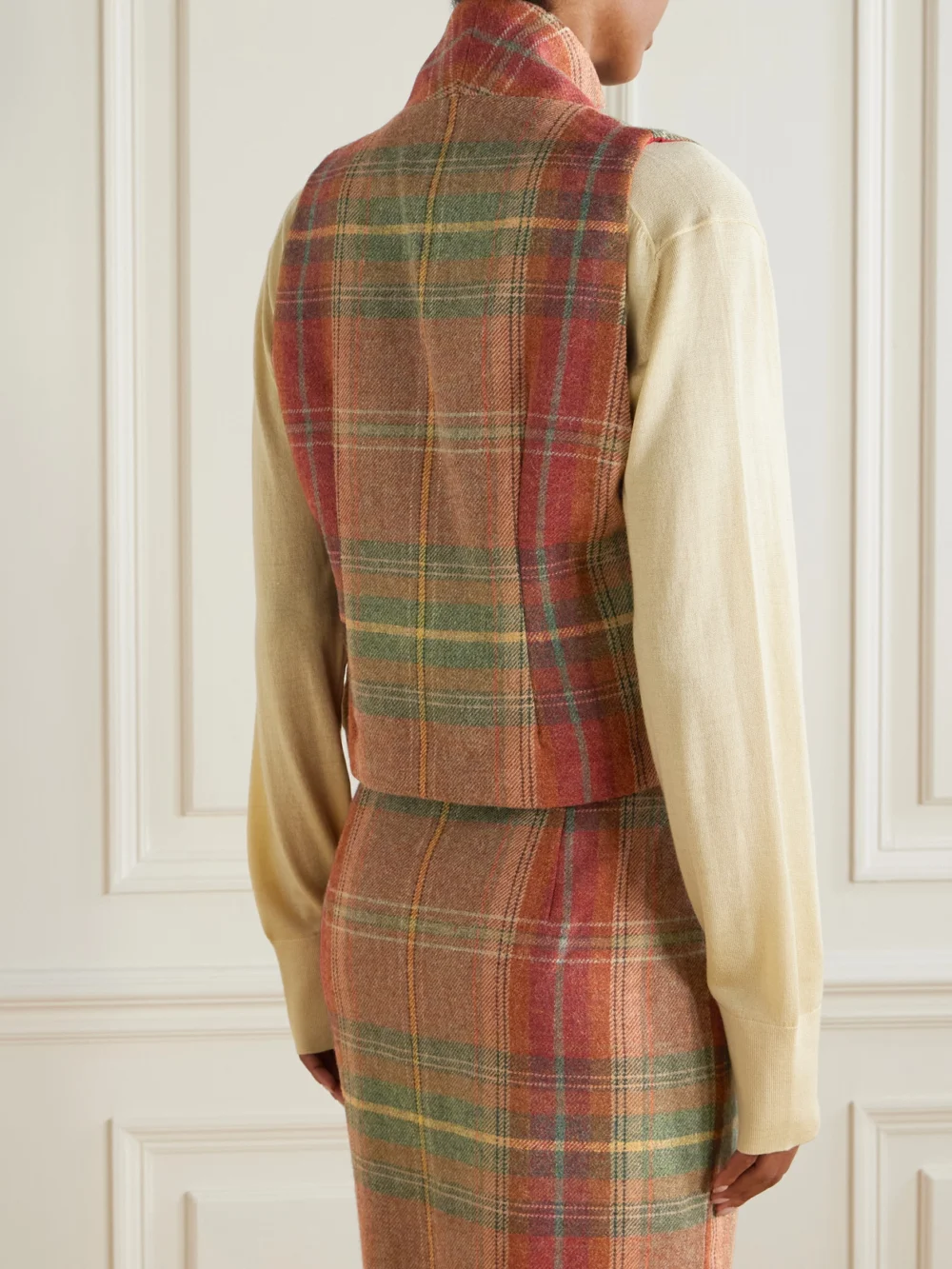 Back view of the Marta Ferri Ramatuelle Checked Wool Vest