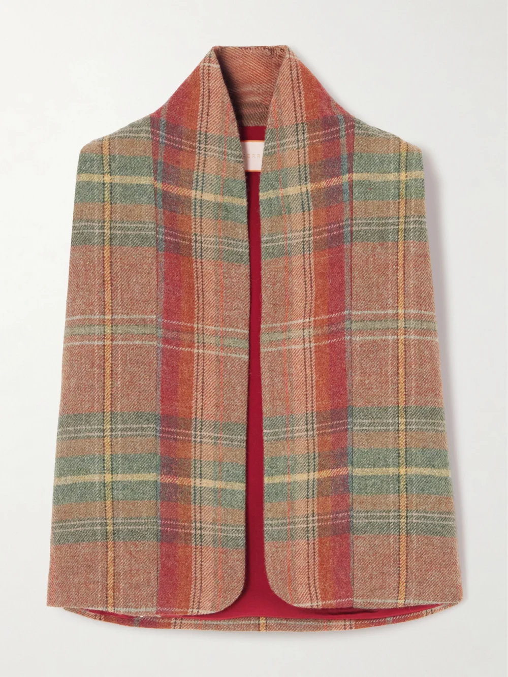 Marta Ferri Ramatuelle Checked Wool Vest in red