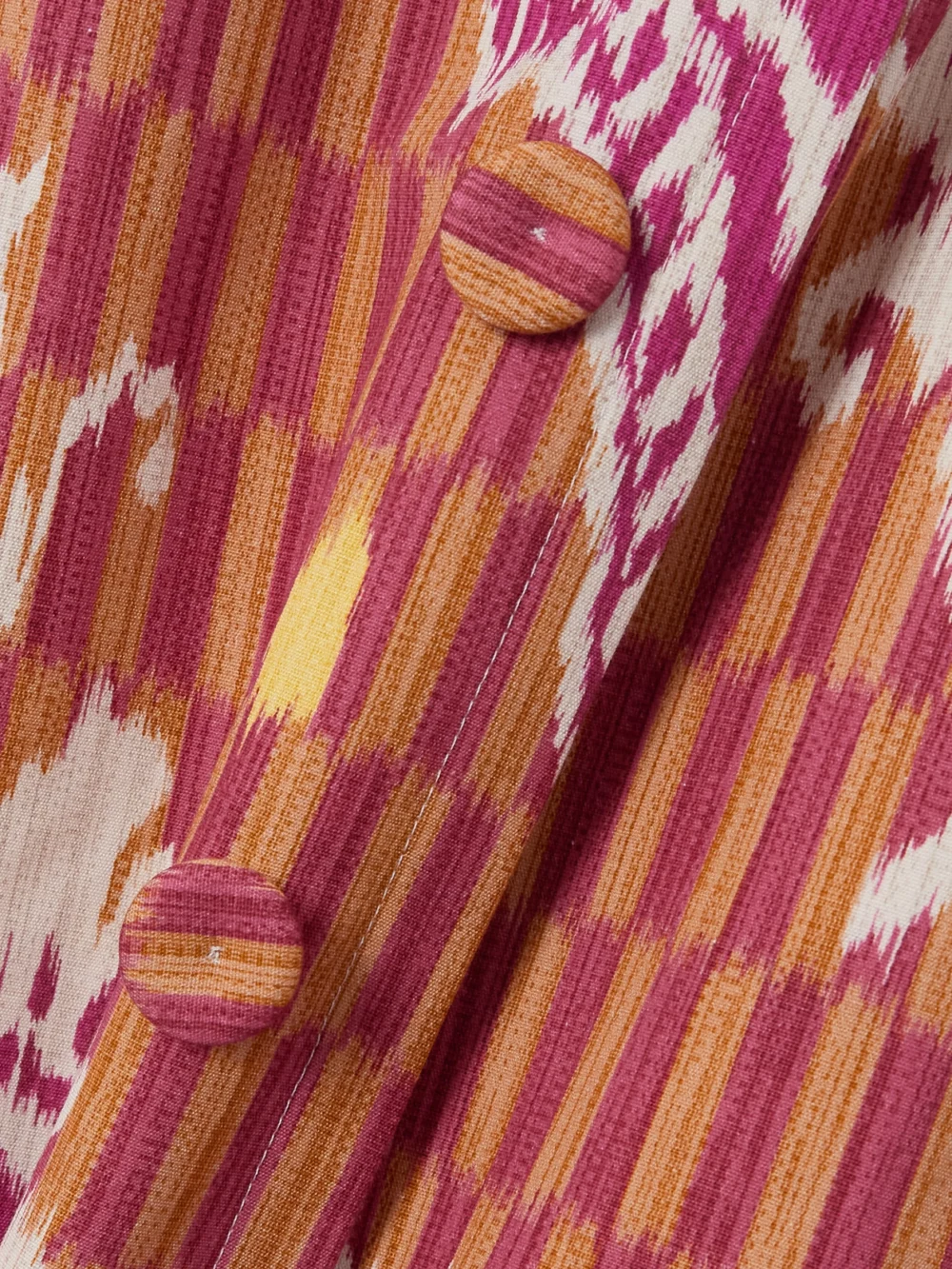 Close-up detail of the Marta Ferri Six Button-embellished Printed Organic Cotton Midi Dress