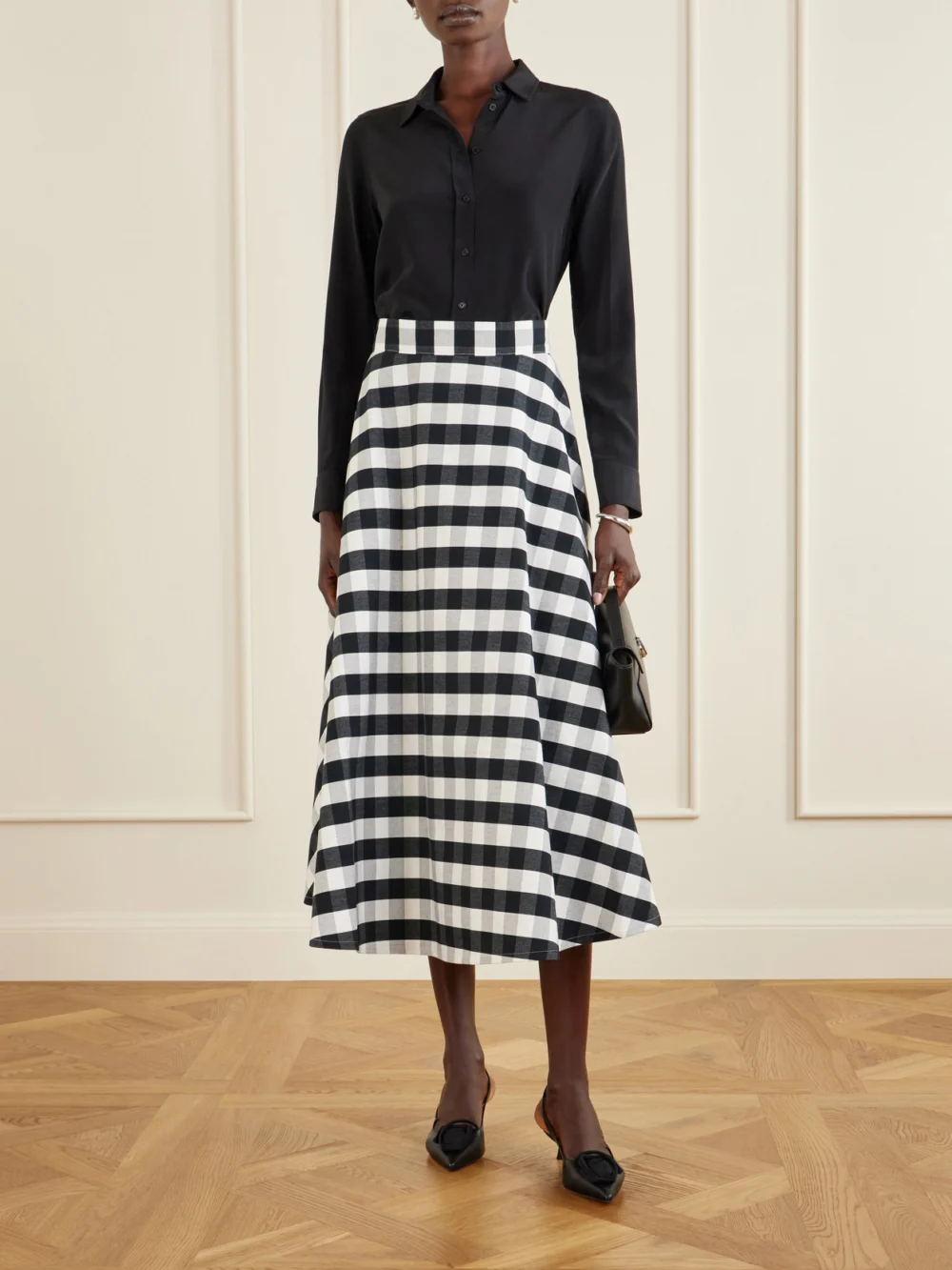Marta Ferri Vichy Cotton-blend Maxi Skirt, worn by a model