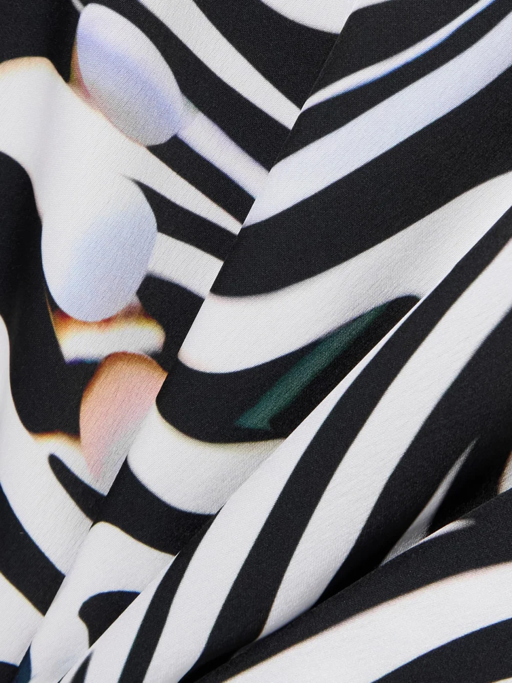 Close-up detail of the Mary Katrantzou Alcott Zebra-print Satin Blouse