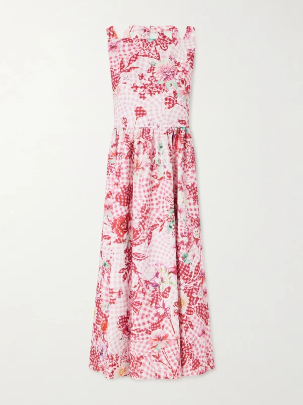 Mary Katrantzou Alma Checked Floral-print Midi Dress