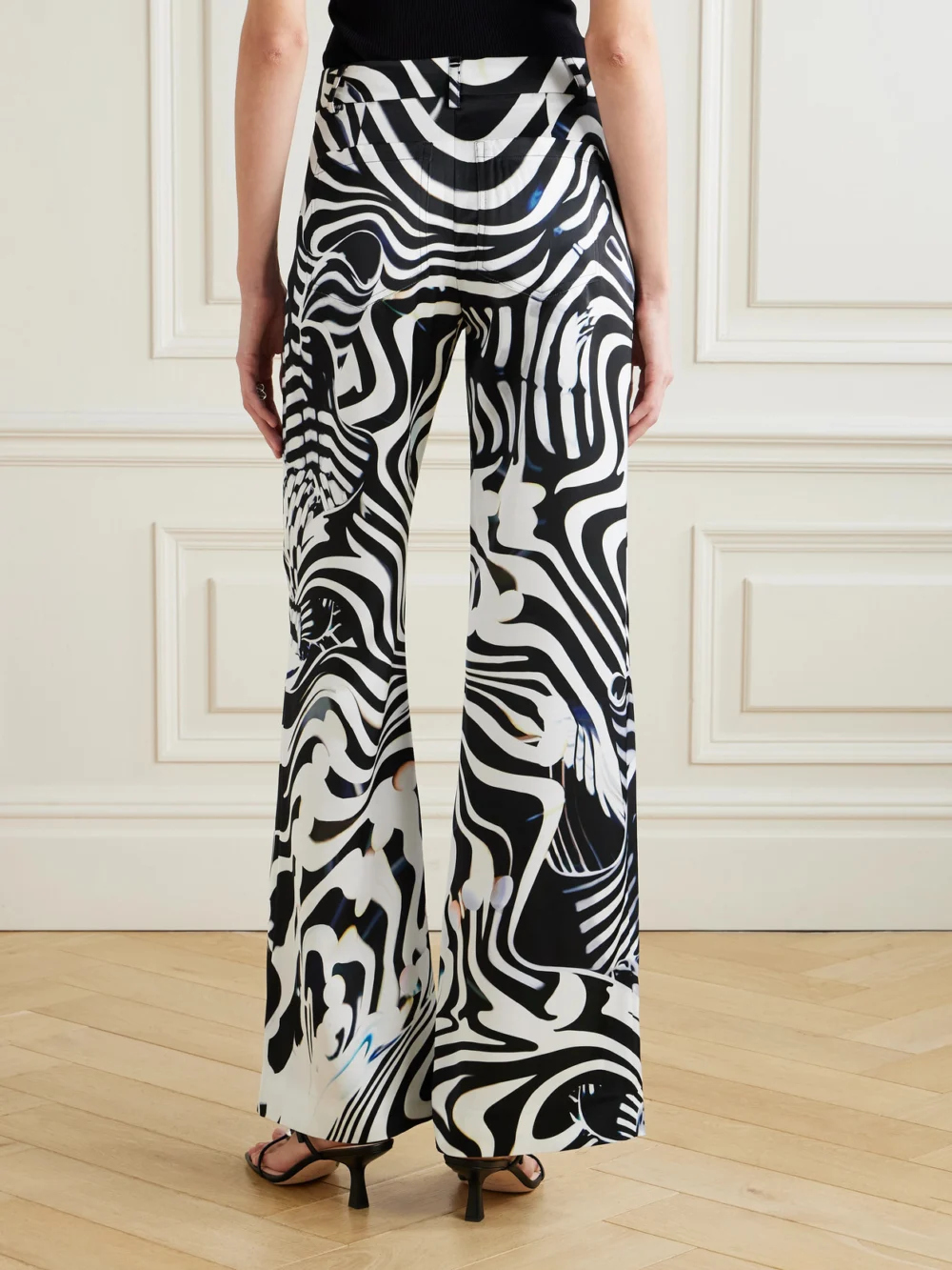 Back view of the Mary Katrantzou Bryne Zebra-print Stretch-jersey Wide-leg Pants