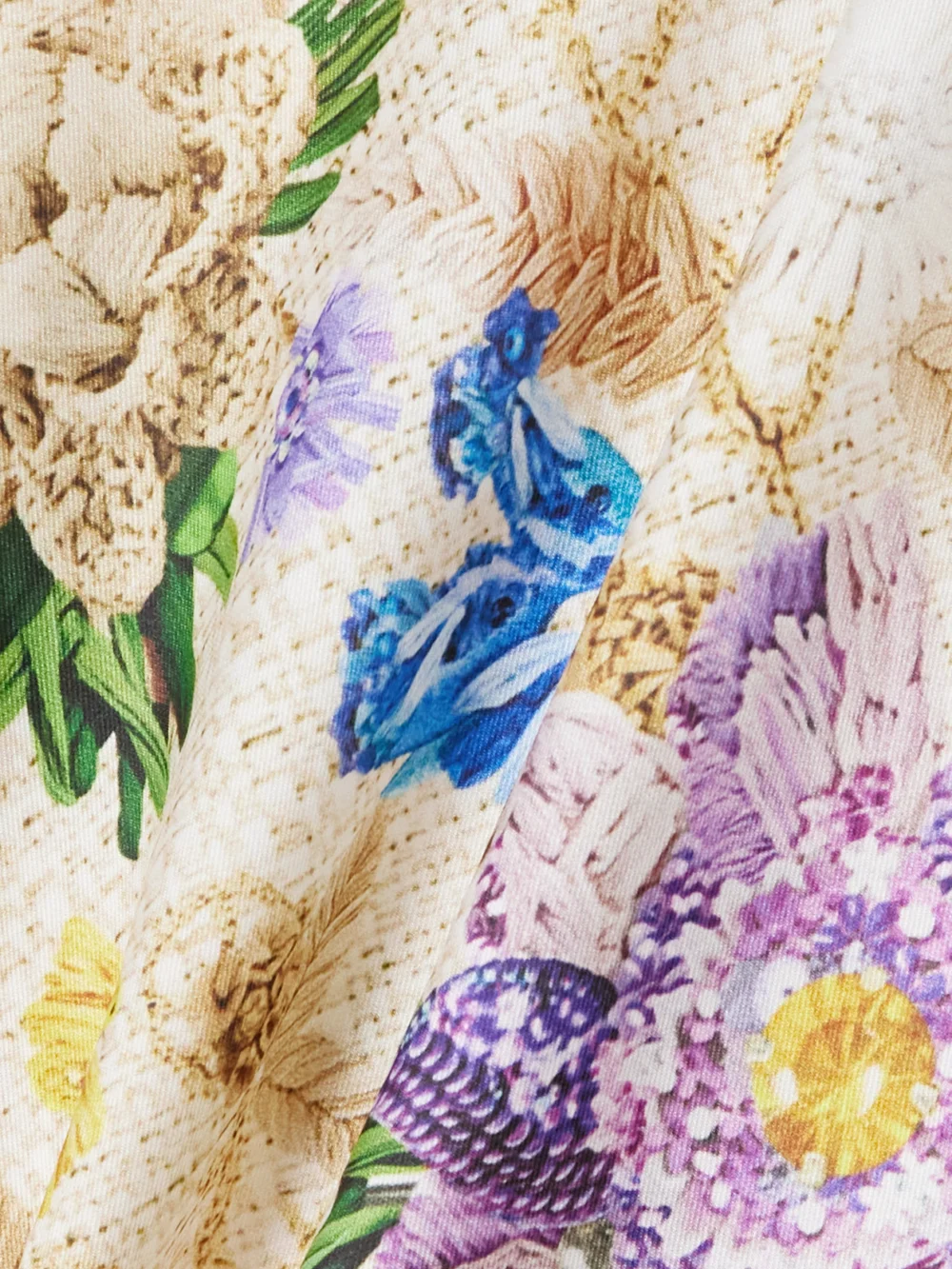 Close-up detail of the Mary Katrantzou Chima Belted Floral-print Twill Mini Shirt Dress