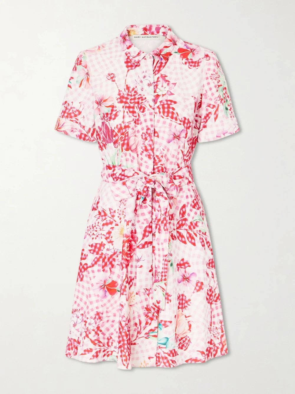 Mary Katrantzou Chima Floral-print Tie-detailed Woven Midi Dress in pink