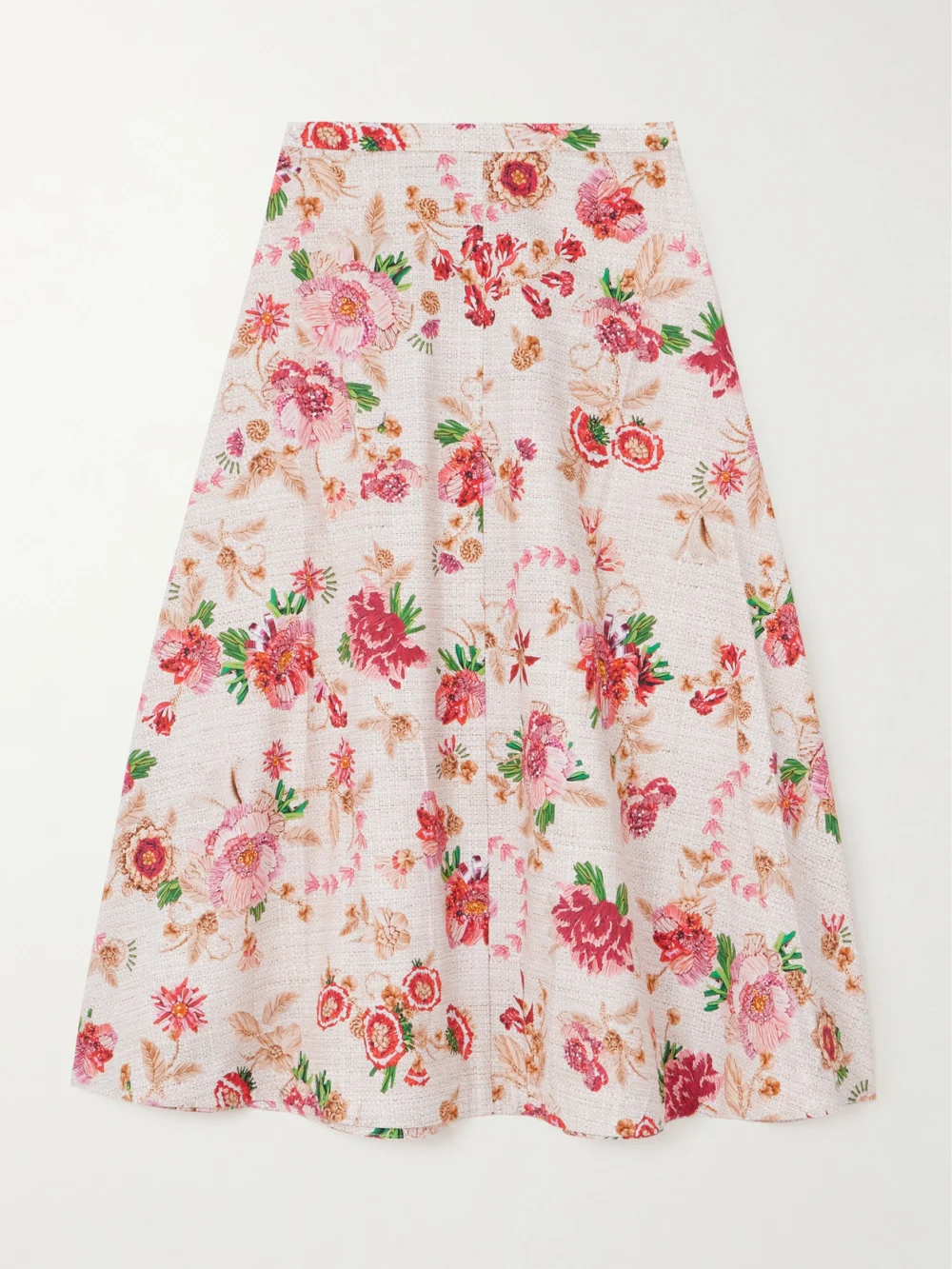 Mary Katrantzou Etta Floral-print Cotton-poplin Midi Skirt in pink