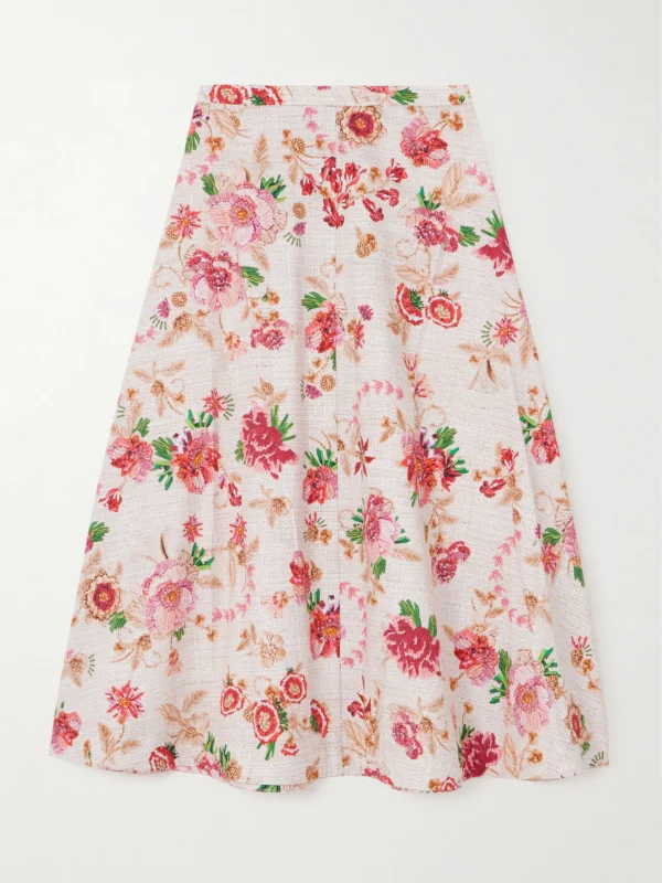 Mary Katrantzou Etta Floral-print Cotton-poplin Midi Skirt