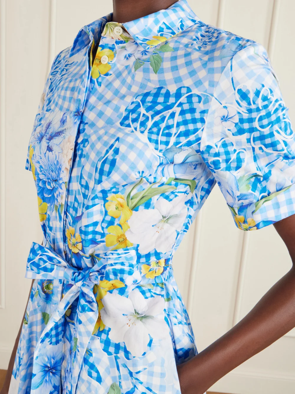 Close-up detail of the Mary Katrantzou Floral Cotton-blend Maxi Dress