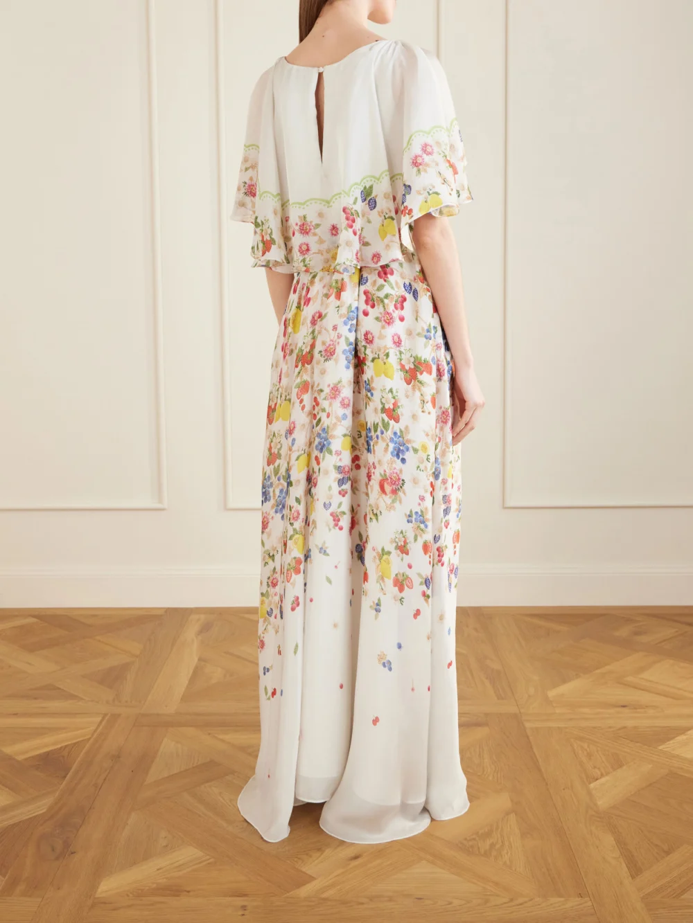 Back view of the Mary Katrantzou Floral-print Chiffon Maxi Dress