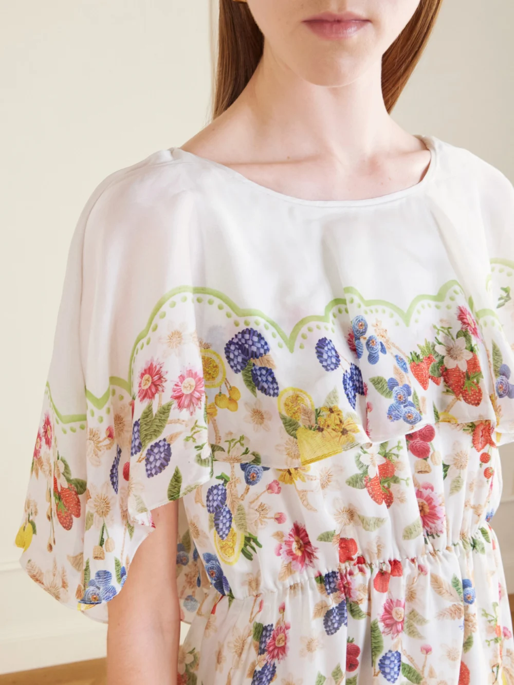Close-up detail of the Mary Katrantzou Floral-print Chiffon Maxi Dress