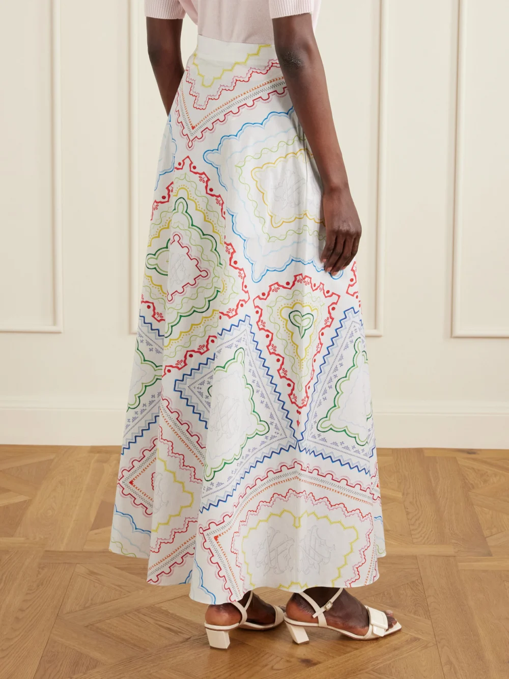 Back view of the Mary Katrantzou Printed Cotton-blend Midi Coverup