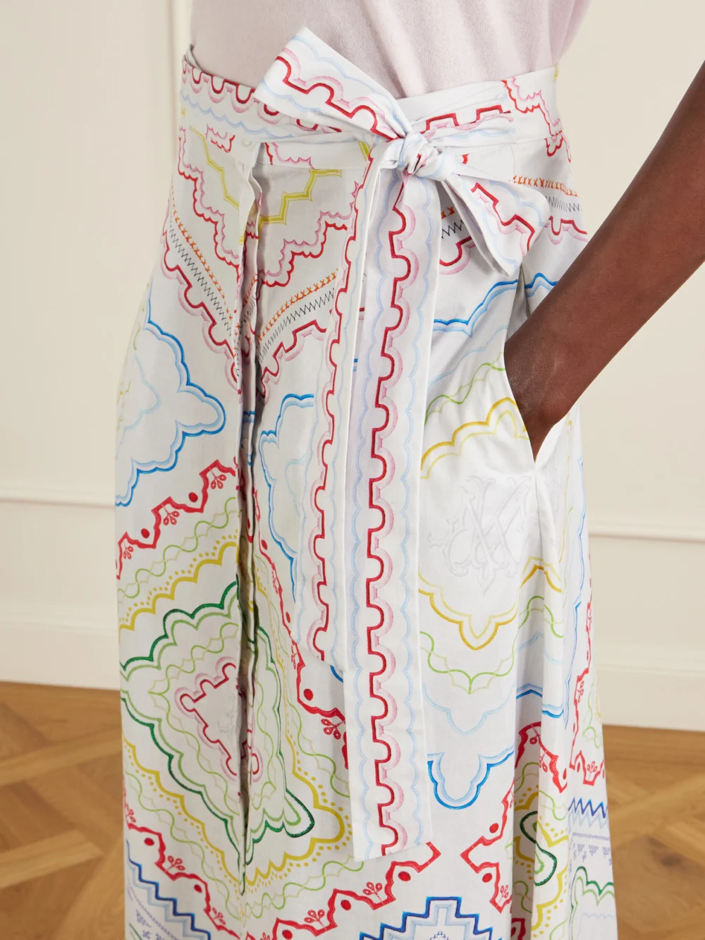 Close-up detail of the Mary Katrantzou Printed Cotton-blend Midi Coverup