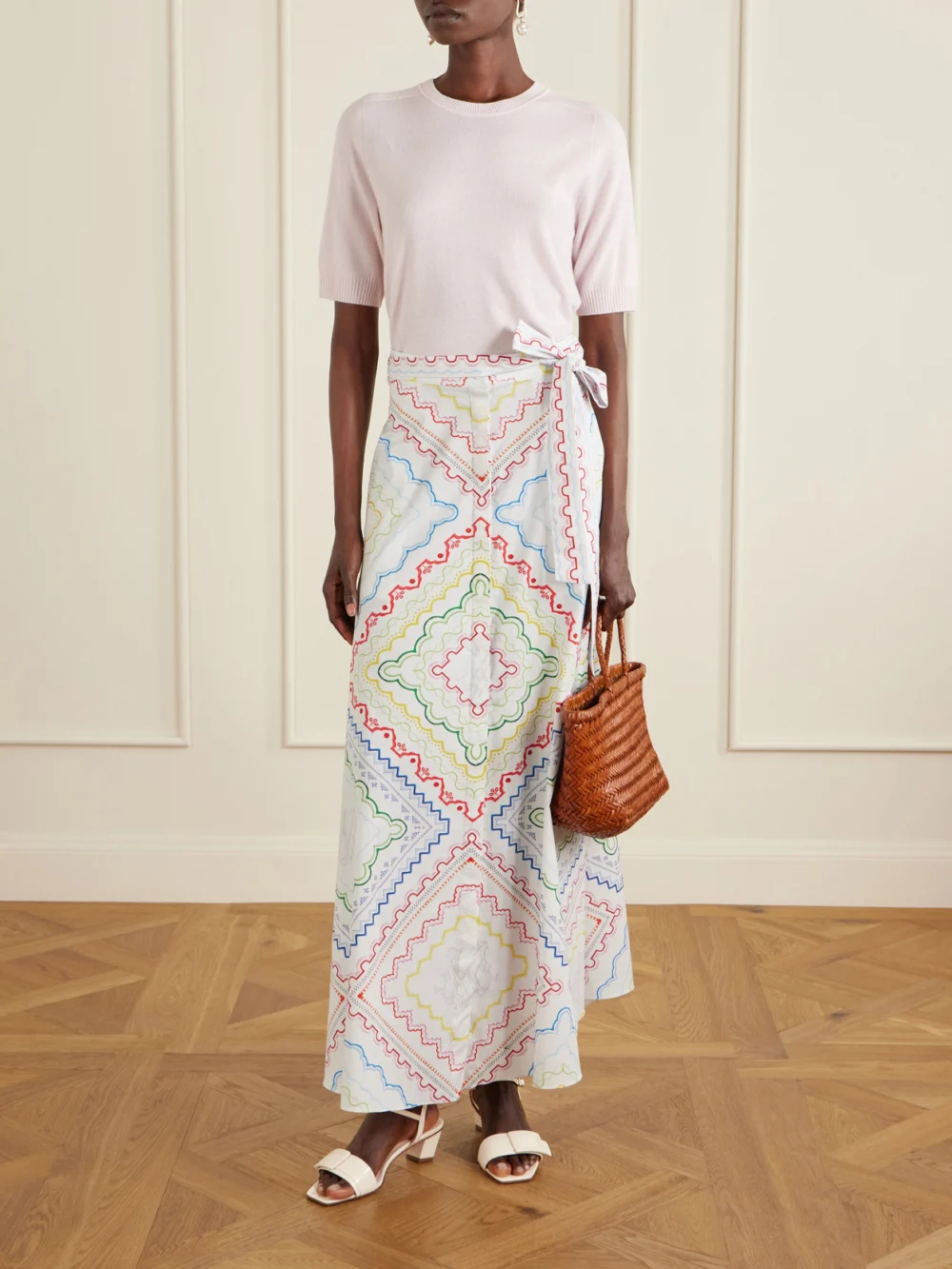 Mary Katrantzou Printed Cotton-blend Midi Coverup, worn by a model