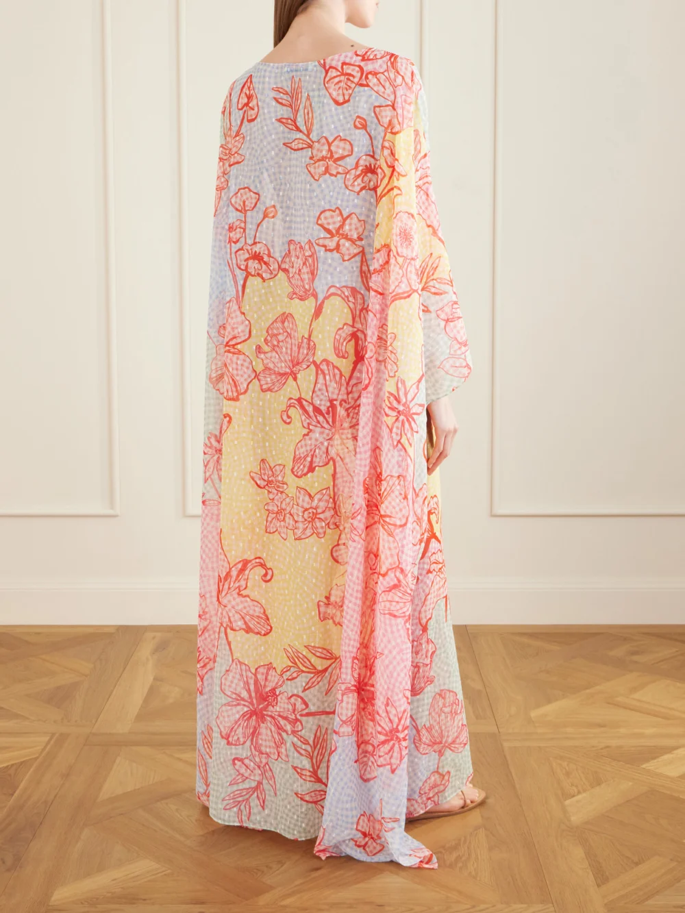 Back view of the Mary Katrantzou Printed Fil Coupé Organza Kaftan