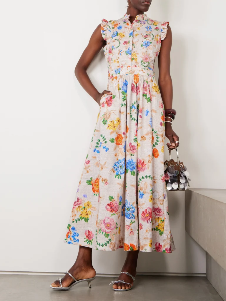 Mary Katrantzou Sezanne Floral-print Cotton-poplin Midi Dress