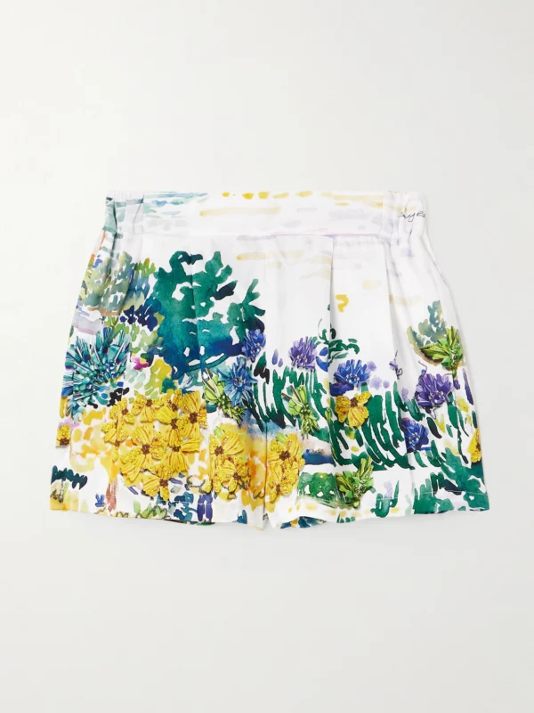 Mary Katrantzou Vallo Pleated Printed Twill Shorts