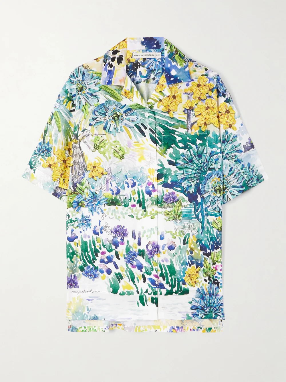 Mary Katrantzou Vero Printed Twill Shirt in blue