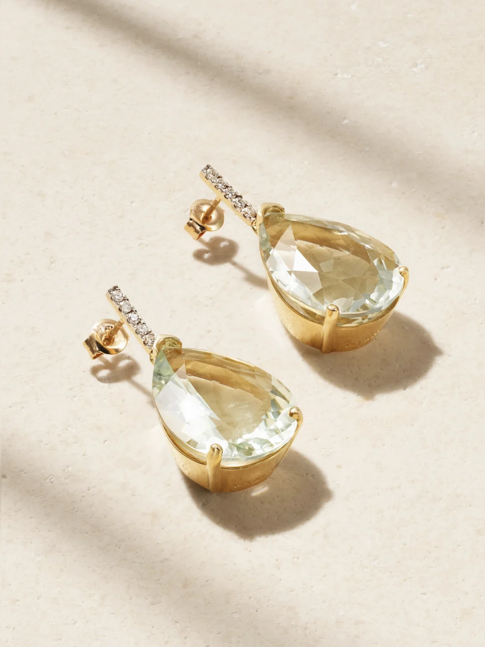 Mateo 14-karat Gold, Amethyst and Diamond Earrings in green